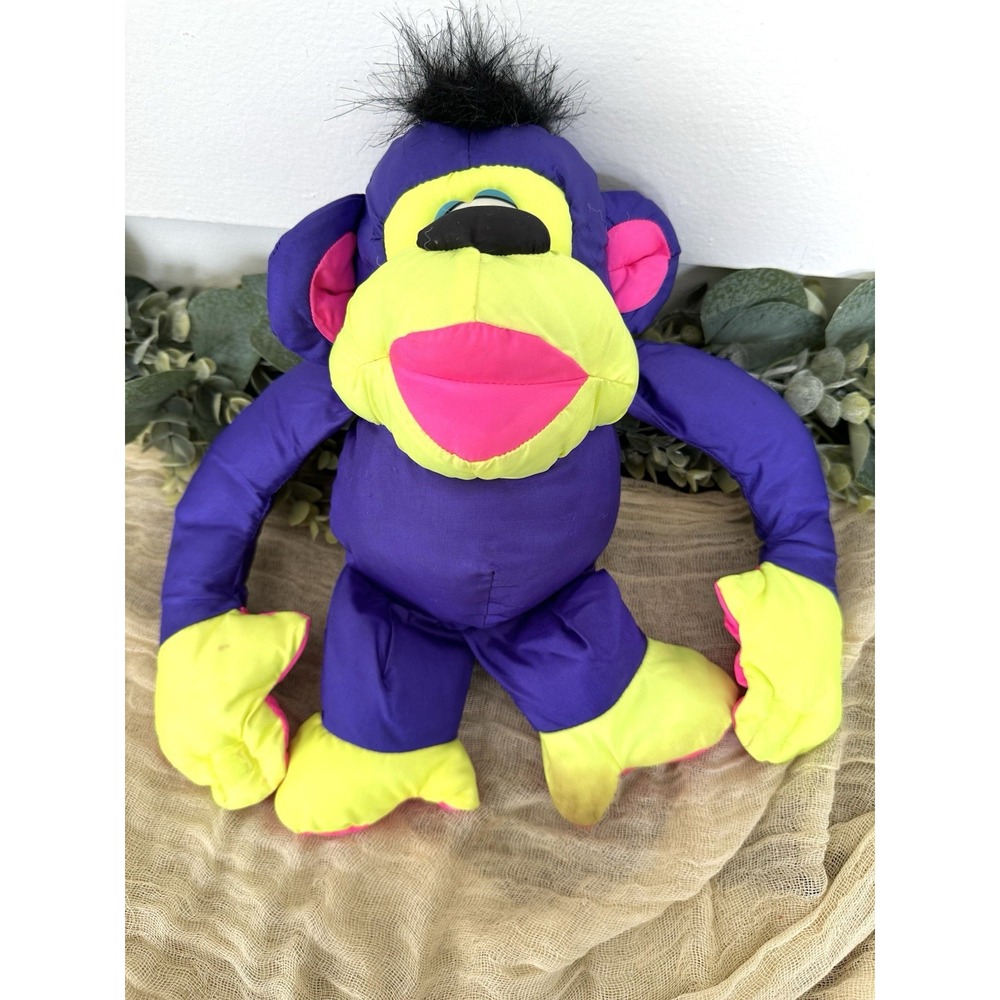 PUFFALUMP Chattering Chimps Fisher price Purple Yellow Monkey 1994 Retro Toy VTG - Picture 3 of 8